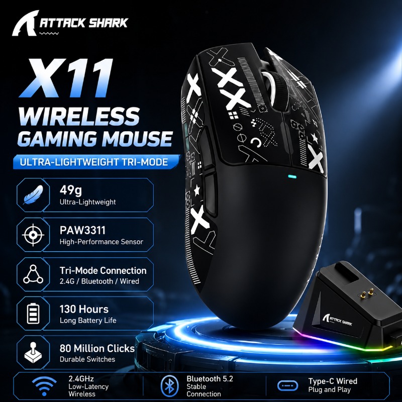 Gaming Console Buttons - Mouse Gamer Sem Fio ATTACK SHARK